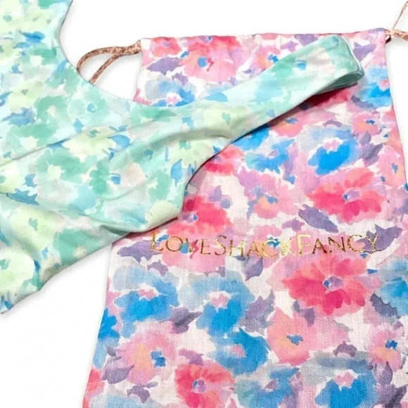 NWT LoveShackFancy Freya Floral One-Piece Mint Pastel Green Swimsuit Size: XS - Picture 8 of 11